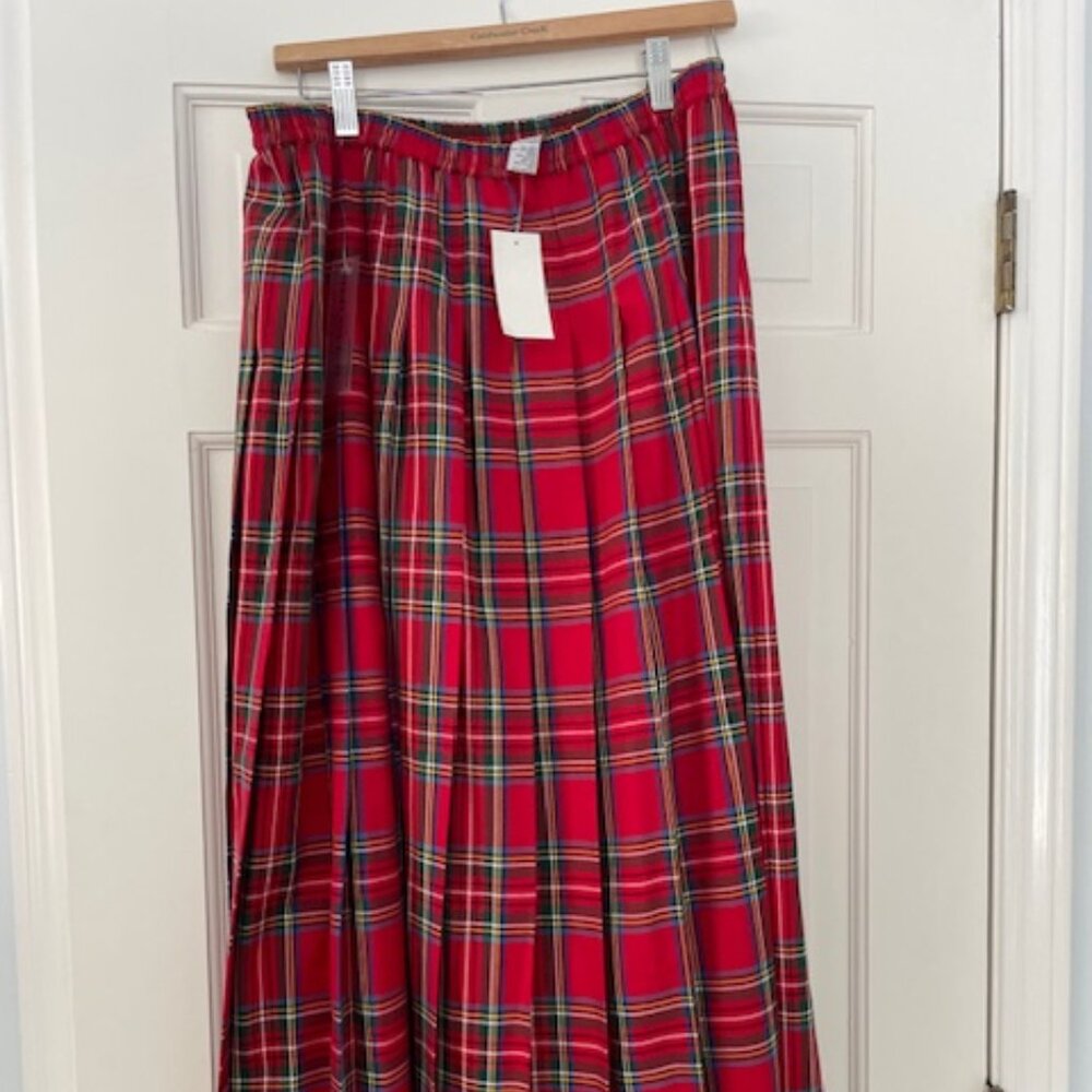 Marisa Christina XL Red Tartan Pleated Skirt